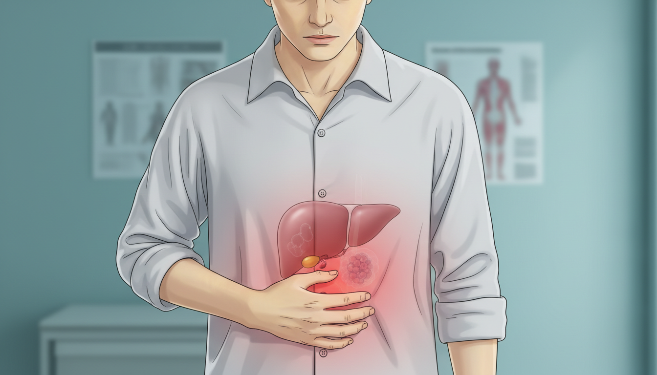오른쪽 윗배 통증과 황달 증상을 겪는 간암 관련 현실적인 모습