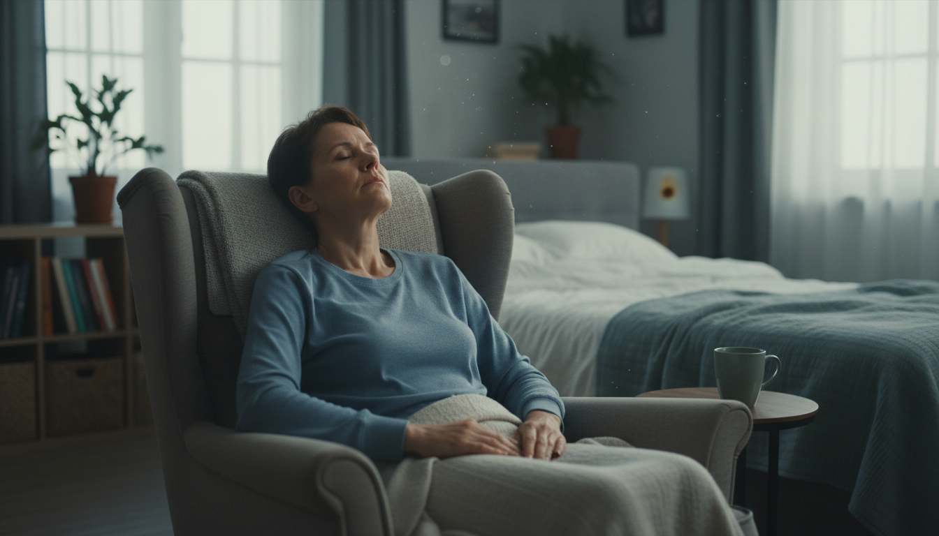 충분한 휴식을 취해도 극심한 피로감을 느끼는 사람의 모습