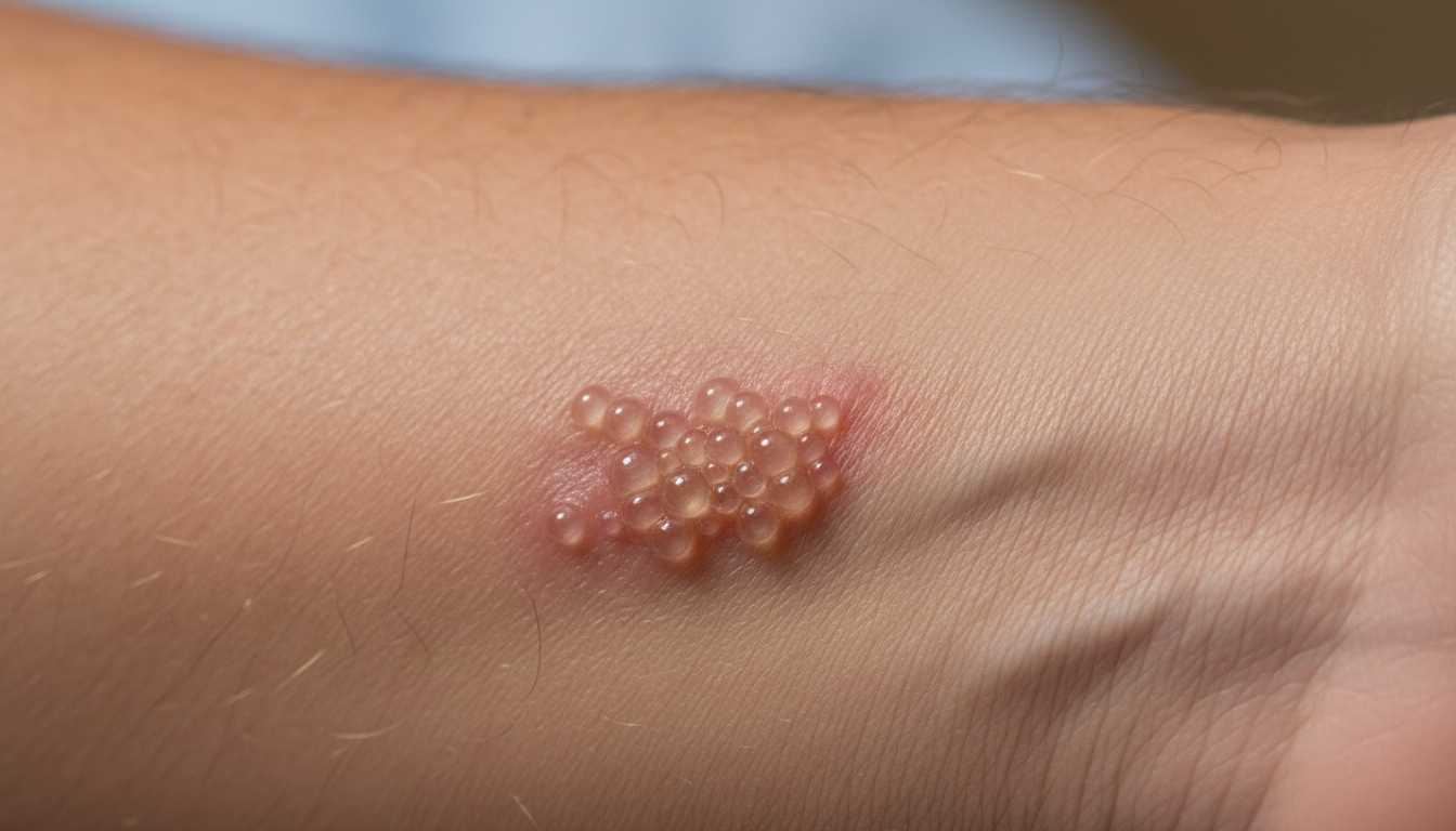 헤르페스 초기 증상을 상징하는 작은 물집 이미지