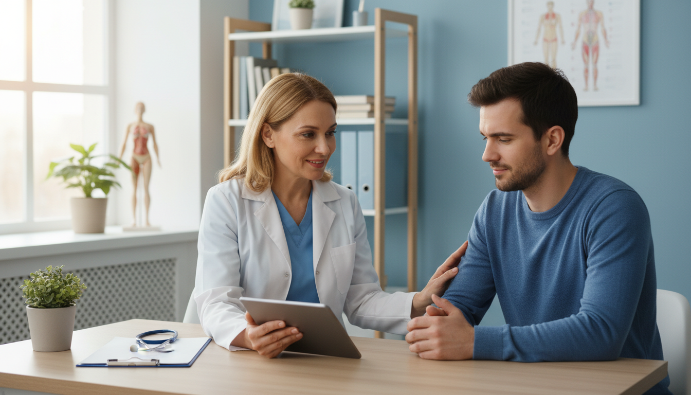 전문의와 상담하는 의료 진료 장면