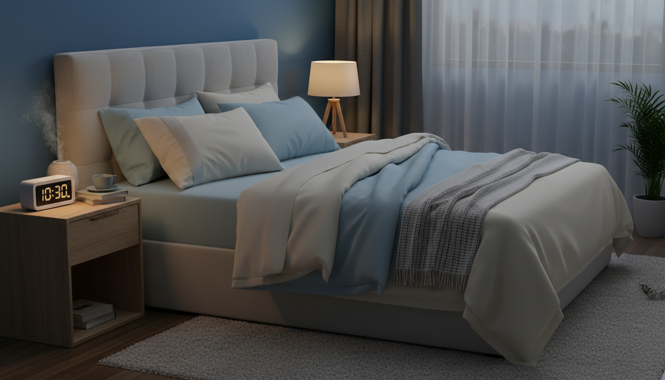 규칙적인 수면 환경을 보여주는 편안한 침실 모습